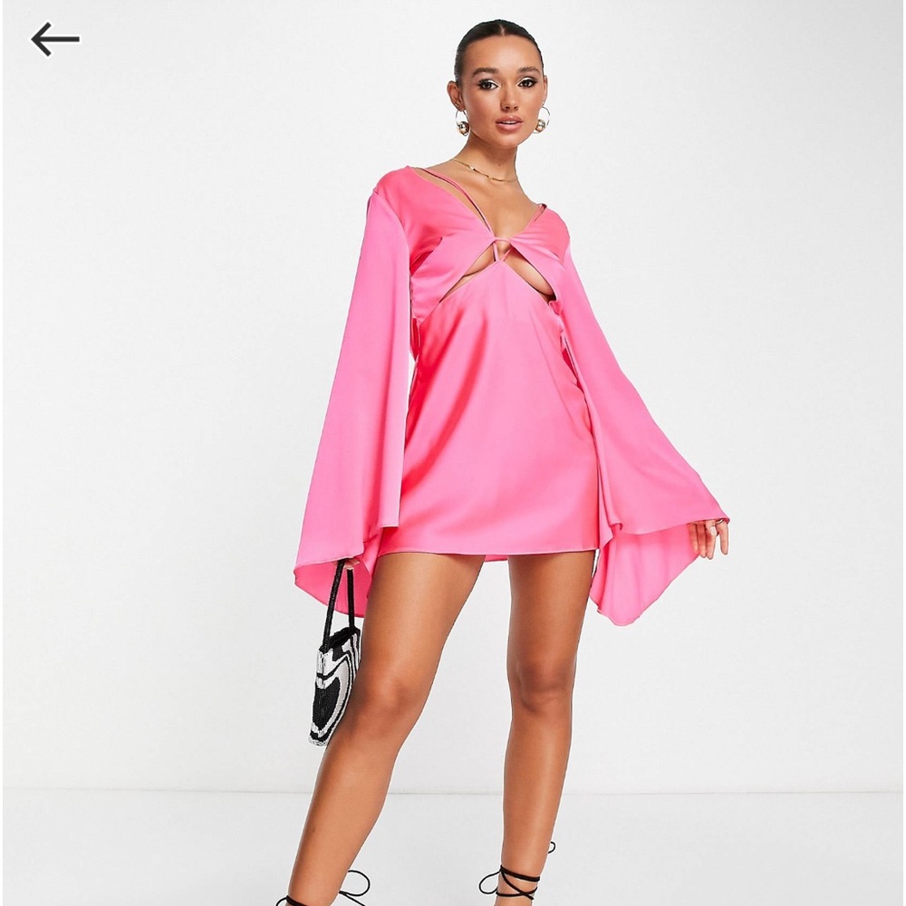 ASOS design satin cape sleeve mini dress